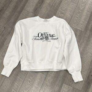Offline Tennis Team Women's White Crew Neck Sweater